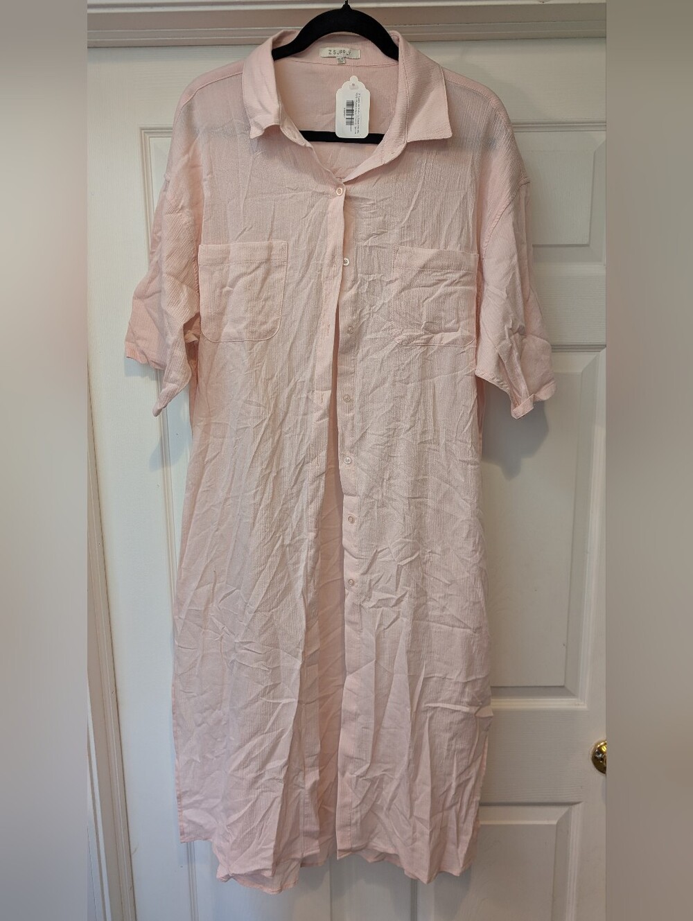 NEW! Z Supply Womens Light Pink Lina Button Down Shirt Dress Duster NWT $85 XS/S